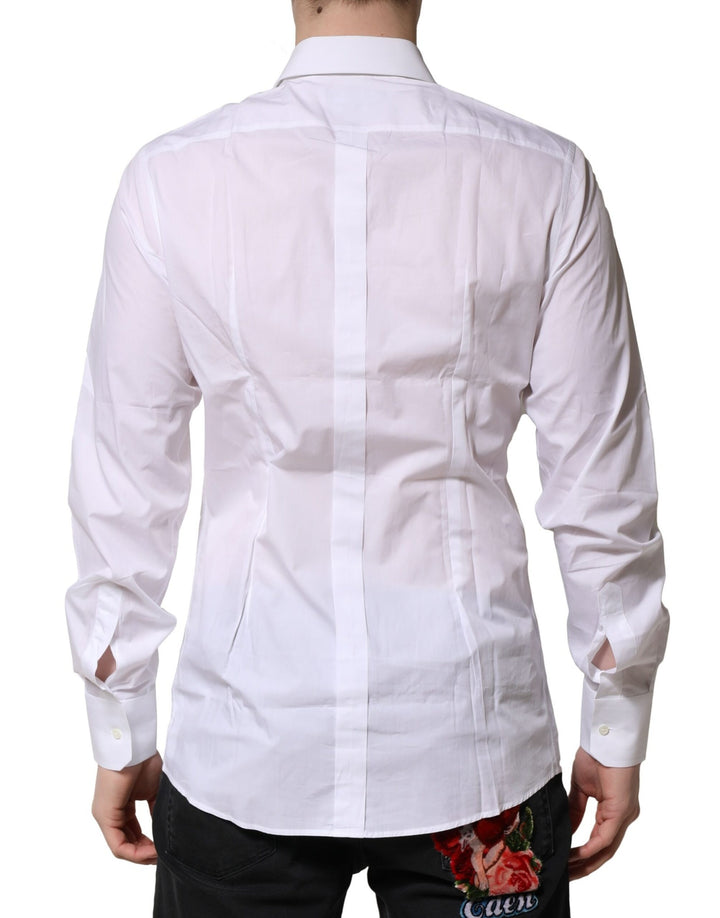 Dolce & Gabbana White Cotton Long Sleeves GOLD Formal Shirt by Dolce & Gabbana outlet now on sale