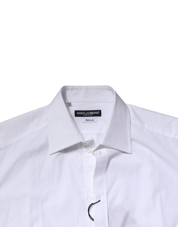 Dolce & Gabbana White Cotton Long Sleeves GOLD Formal Shirt by Dolce & Gabbana outlet now on sale