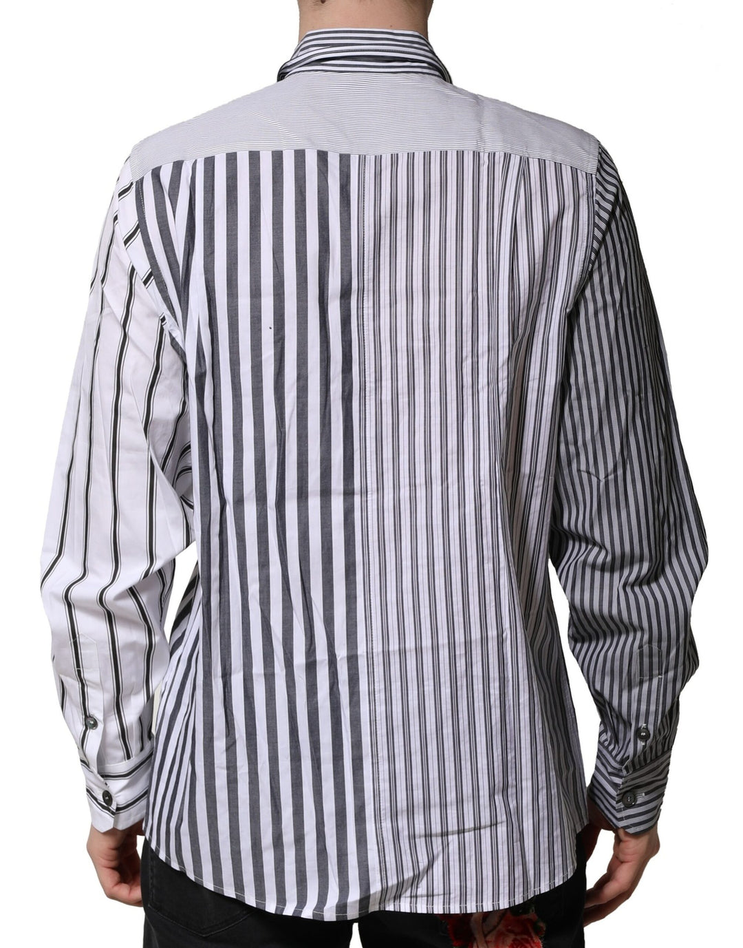 Dolce & Gabbana White Gray Striped Cotton Men Casual Shirt by Dolce & Gabbana outlet now on sale
