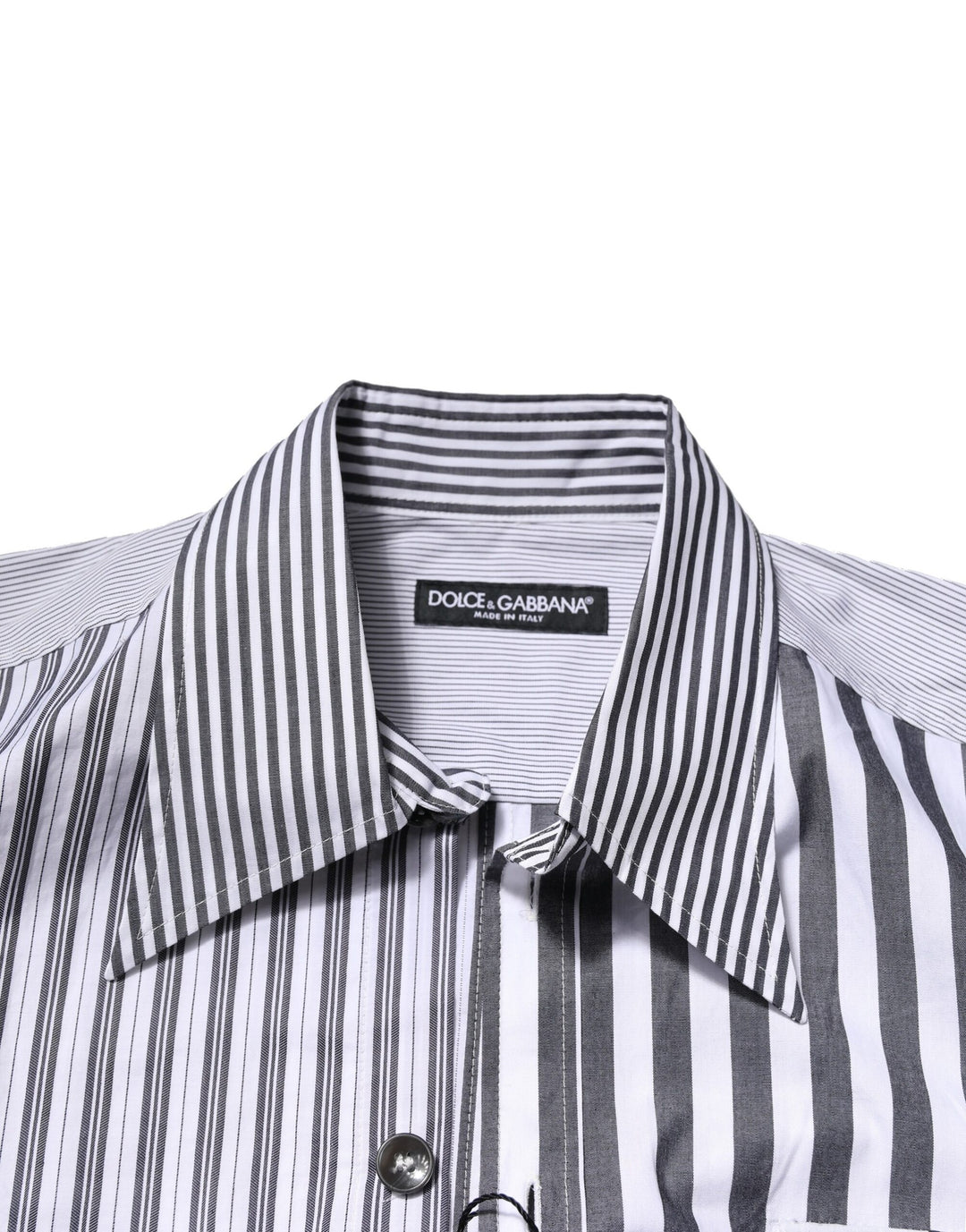 Dolce & Gabbana White Gray Striped Cotton Men Casual Shirt by Dolce & Gabbana outlet now on sale