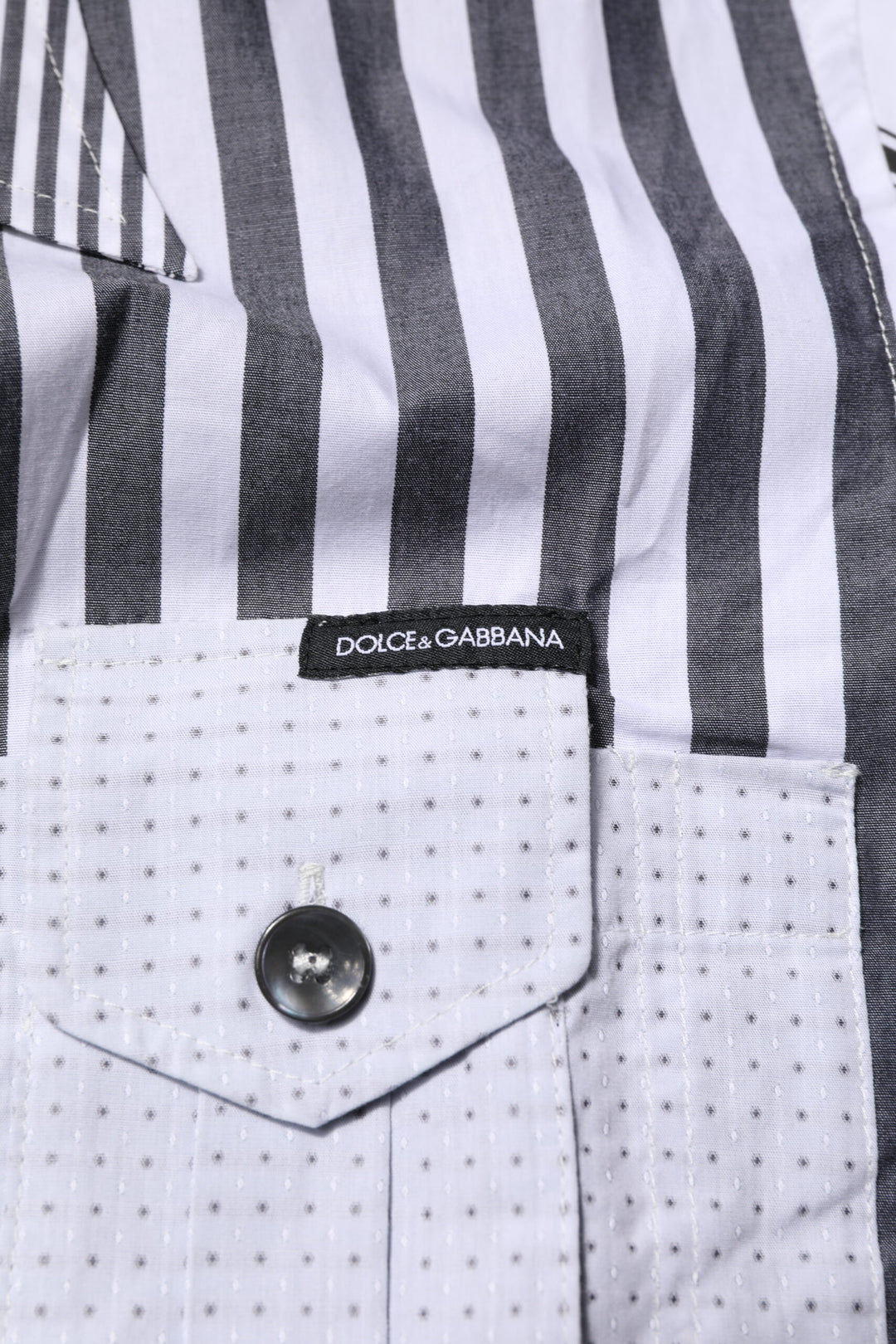 Dolce & Gabbana White Gray Striped Cotton Men Casual Shirt by Dolce & Gabbana outlet now on sale