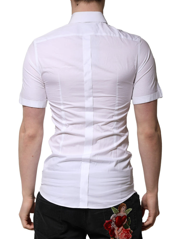 Dolce &amp; Gabbana Sample Sale Dolce &amp; Gabbana White Cotton Short Sleeves GOLD Casual Shirt - | Designer outlet