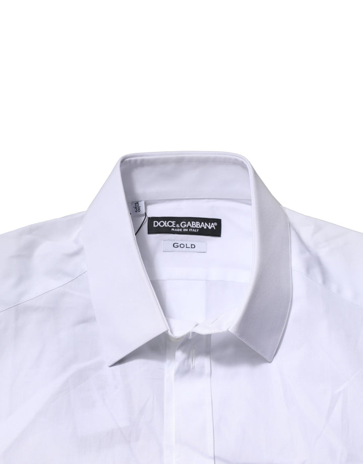 Dolce &amp; Gabbana Sample Sale Dolce &amp; Gabbana White Cotton Short Sleeves GOLD Casual Shirt - | Designer outlet