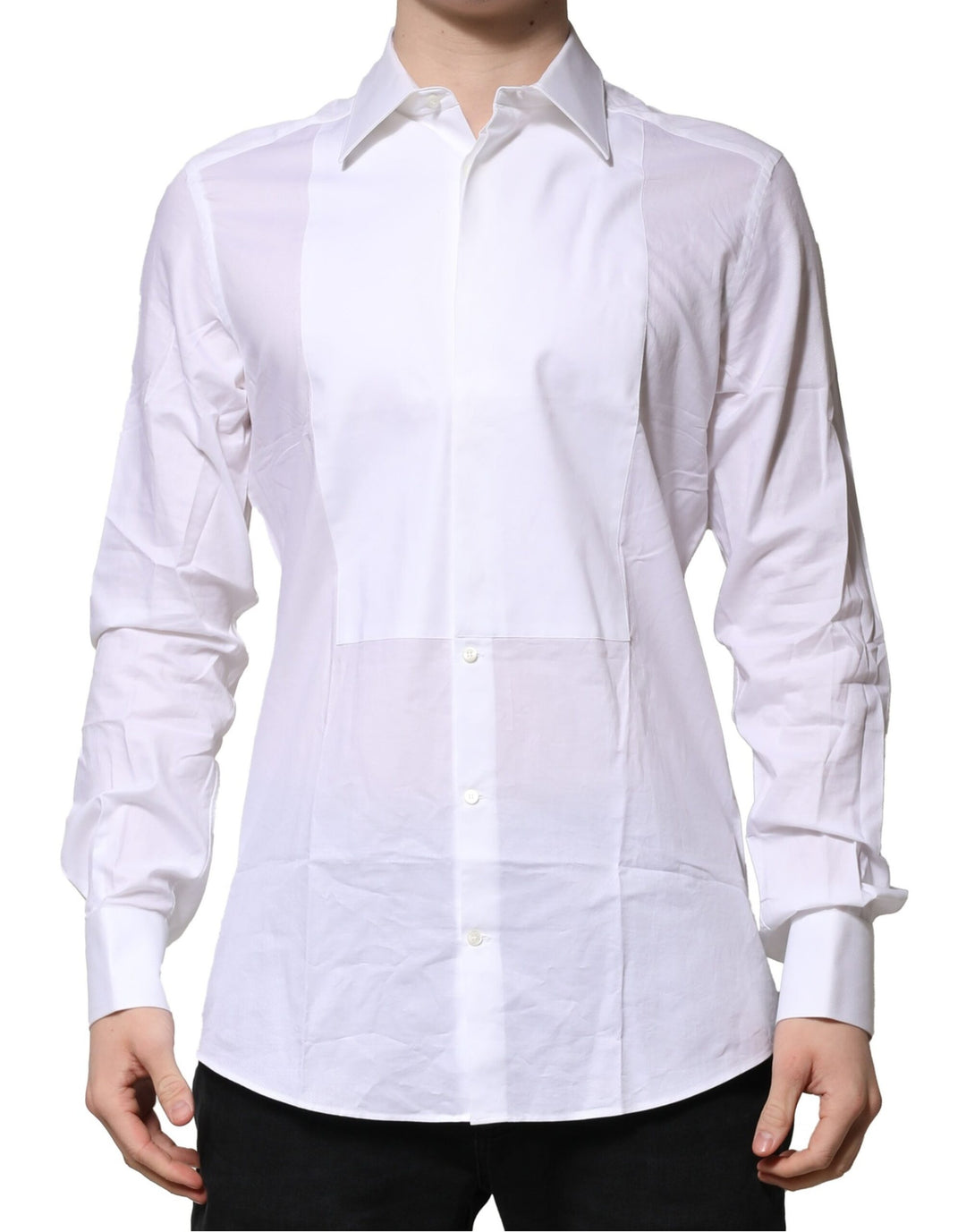 Dolce & Gabbana Sample Sale Dolce & Gabbana White Bib Cotton Poplin GOLD Men Formal Shirt - | Designer outlet