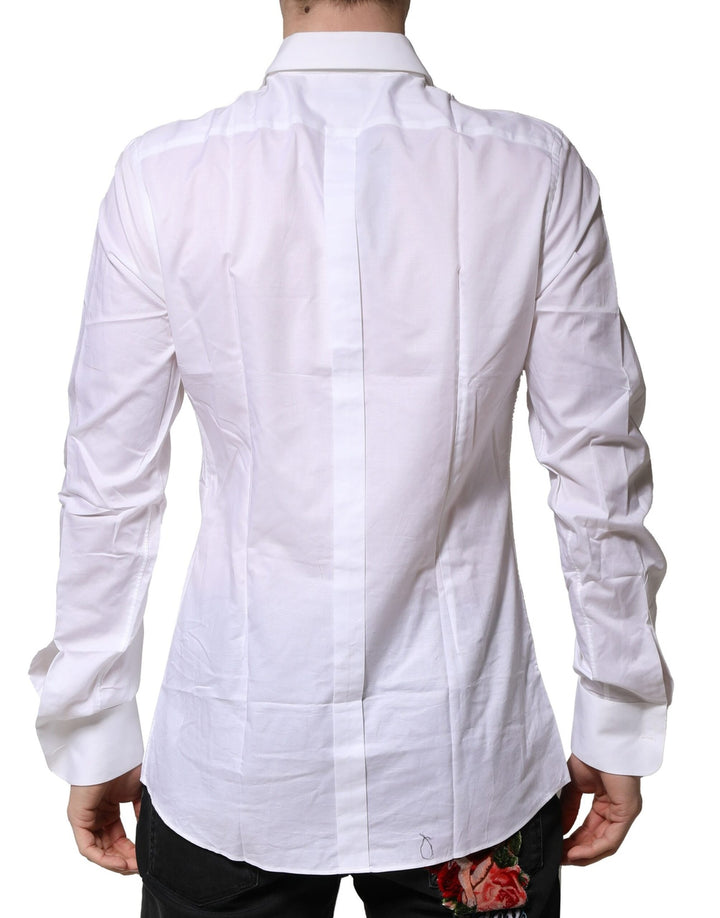 Dolce &amp; Gabbana Sample Sale Dolce &amp; Gabbana White Bib Cotton Poplin GOLD Men Formal Shirt - | Designer outlet