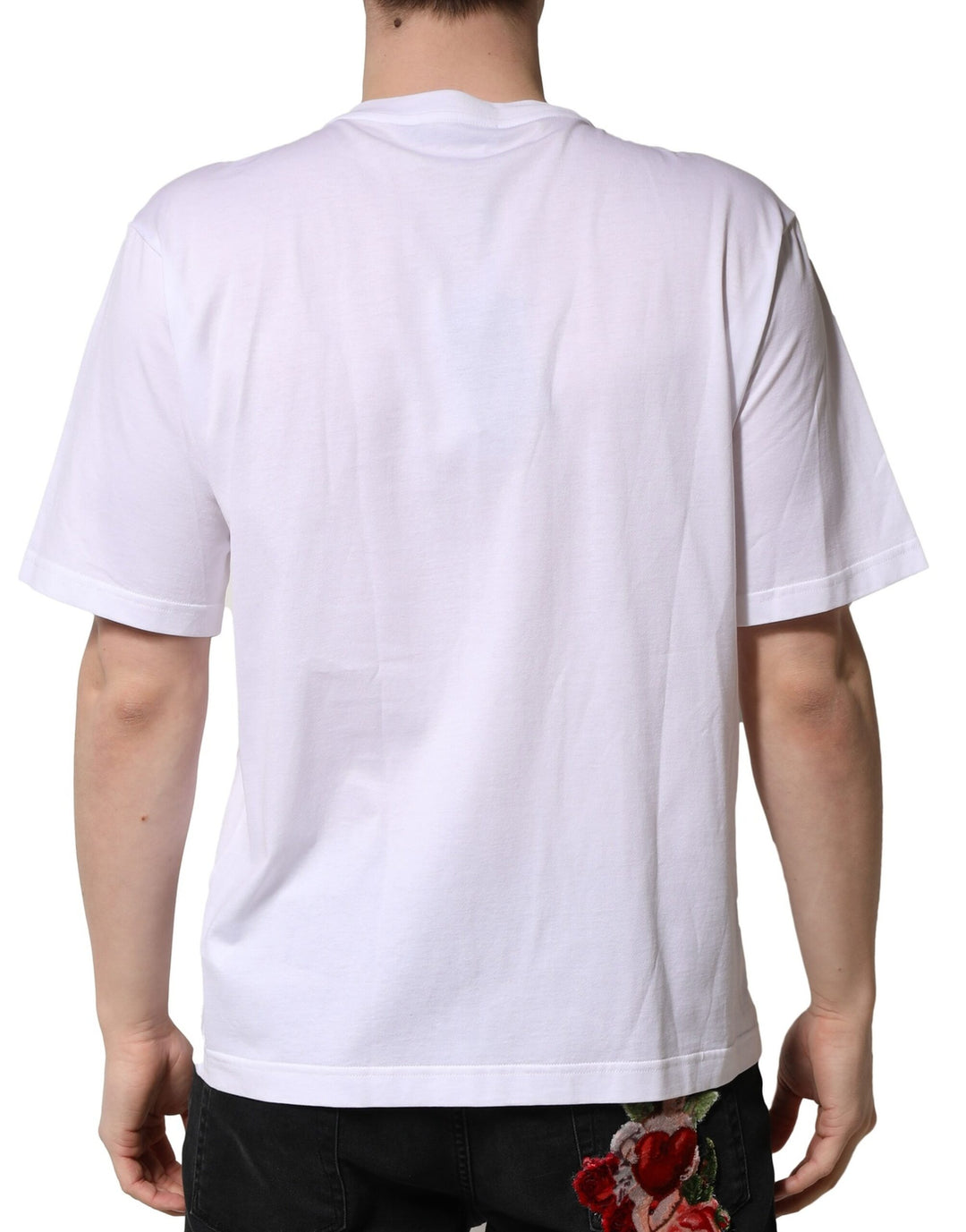 Dolce &amp; Gabbana Sample Sale Dolce &amp; Gabbana White Embellished Cotton Crew Neck T-shirt - | Designer outlet