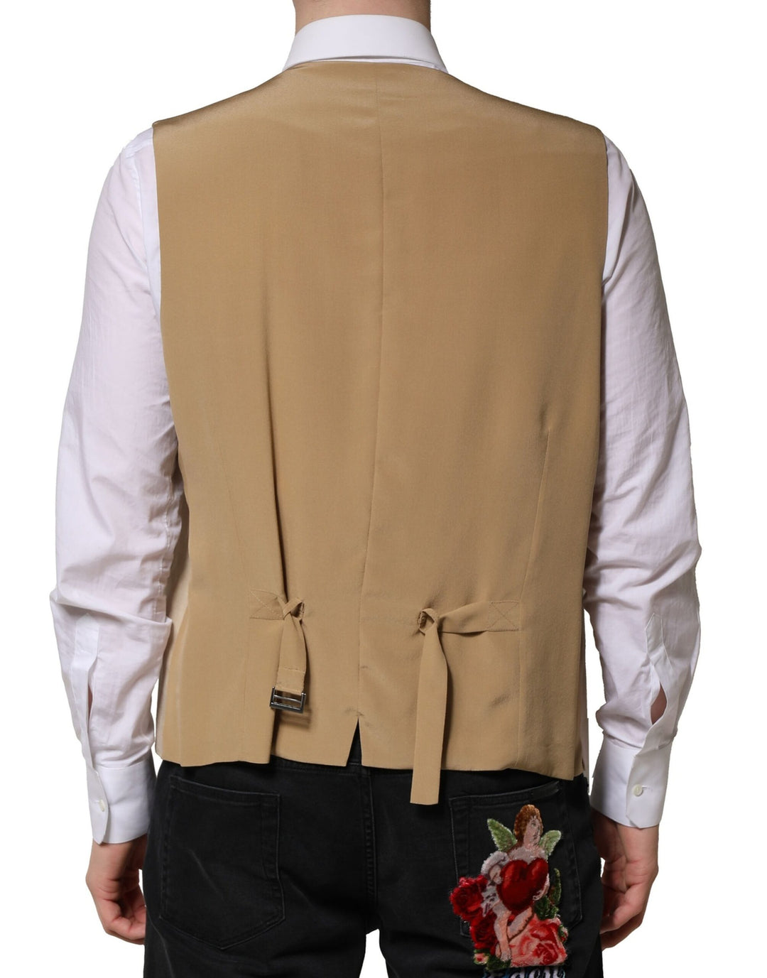 Dolce &amp; Gabbana Sample Sale Dolce &amp; Gabbana Beige Linen Dress Formal Men Waistcoat Vest - | Designer outlet