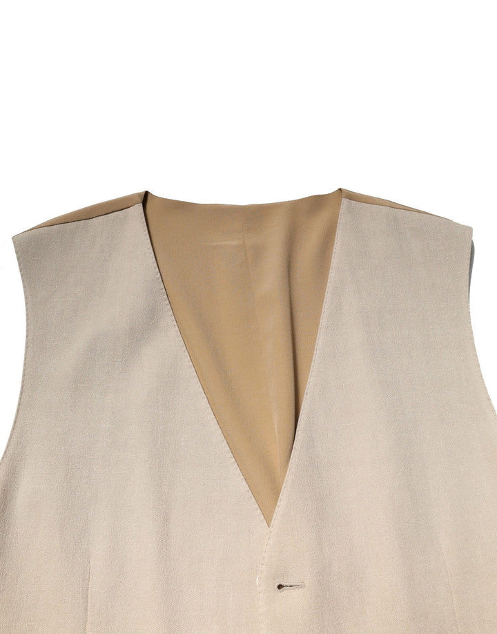 Dolce &amp; Gabbana Sample Sale Dolce &amp; Gabbana Beige Linen Dress Formal Men Waistcoat Vest - | Designer outlet