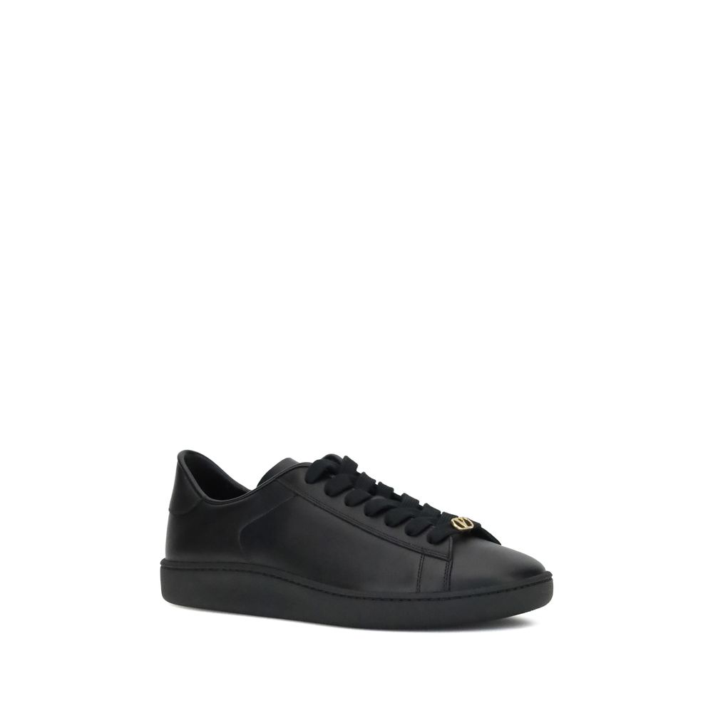 Valentino Garavani Black Calf Leather Bos Taurus Low Top Sneakers by Valentino Garavani outlet now on sale