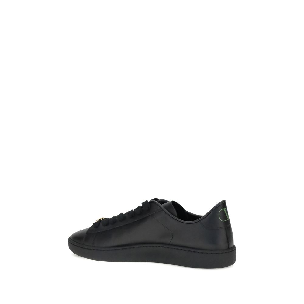 Valentino Garavani Black Calf Leather Bos Taurus Low Top Sneakers by Valentino Garavani outlet now on sale