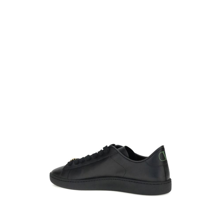 Valentino Garavani Black Calf Leather Bos Taurus Low Top Sneakers by Valentino Garavani outlet now on sale