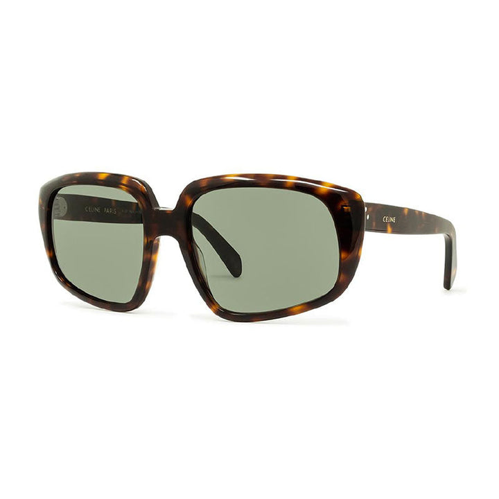 Celine Sunglasses Square Full Rim, Dark Havana Frame and Green Lens CL40073I54N