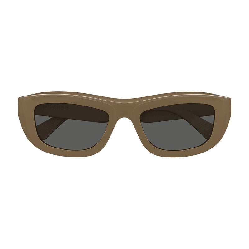 Bottega Veneta Sunglasses Square Full Rim, Shiny Brown Frame and Grey Lens BV1326S003