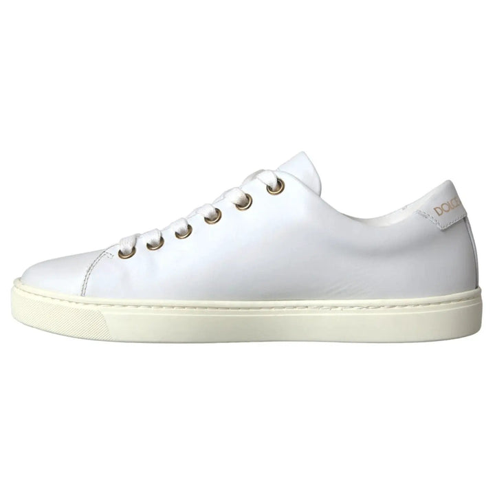 Dolce &amp; Gabbana Sample Sale | Dolce &amp; Gabbana White Leather Gold Red Heart Sneakers Shoes - | Designer outlet
