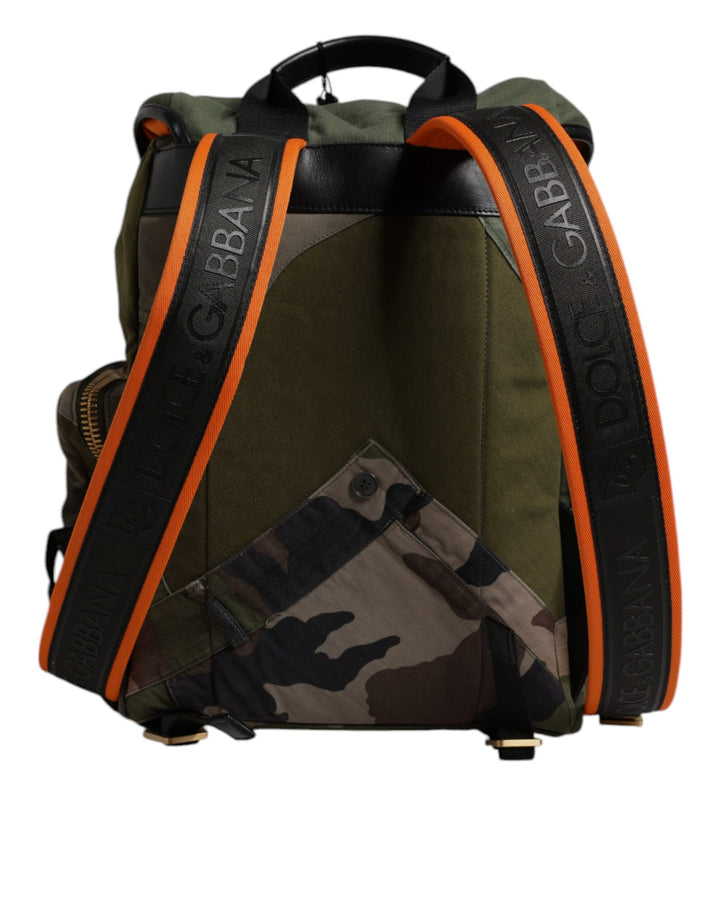 Dolce & Gabbana Green Patchwork Travel Backpack Military Bag