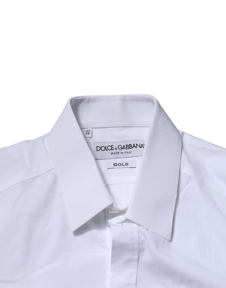 Dolce & Gabbana Sample Sale Dolce & Gabbana White Cotton GOLD Long Sleeves Formal Shirt - | Designer outlet