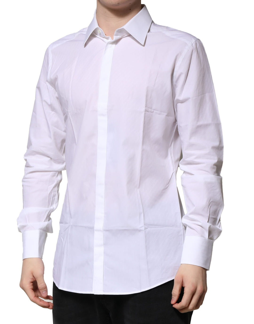 Dolce & Gabbana White Cotton Long Sleeves GOLD Formal Shirt by Dolce & Gabbana outlet now on sale