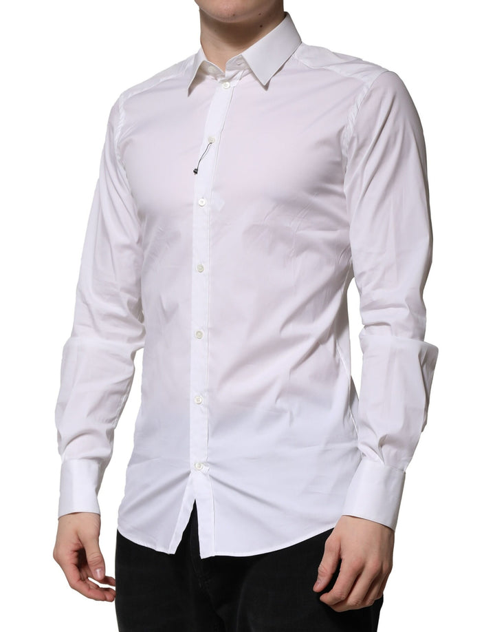 Dolce & Gabbana White Cotton GOLD Long Sleeves Formal Shirt by Dolce & Gabbana outlet now on sale