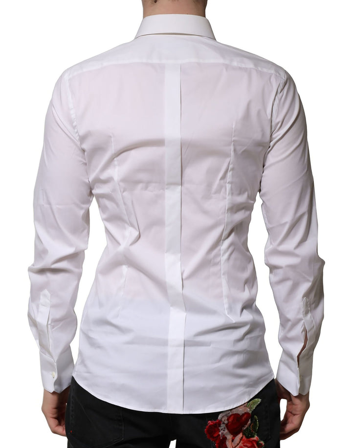Dolce & Gabbana White Cotton GOLD Long Sleeves Formal Shirt by Dolce & Gabbana outlet now on sale