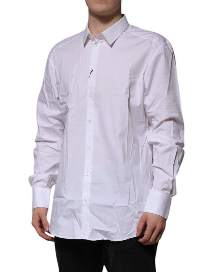 Dolce & Gabbana White Cotton GOLD Long Sleeves Formal Shirt