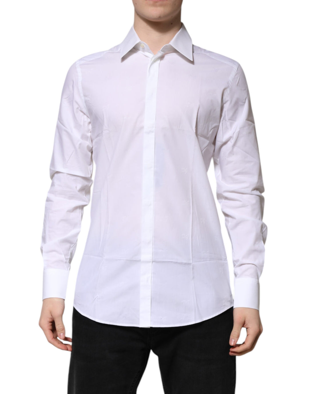 Dolce & Gabbana White Cotton GOLD Long Sleeves Formal Shirt by Dolce & Gabbana outlet now on sale