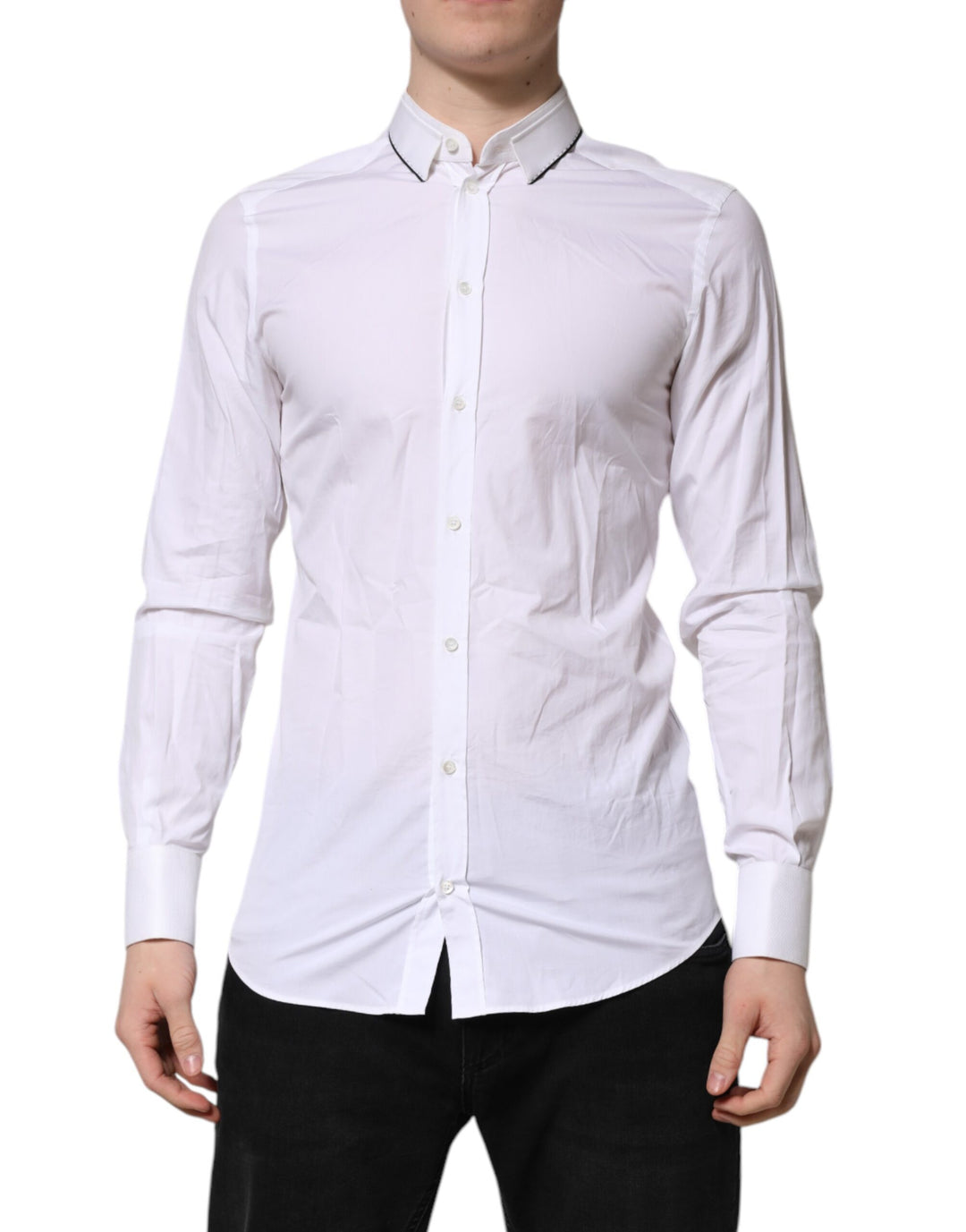 Dolce & Gabbana White Cotton GOLD Long Sleeves Formal Shirt by Dolce & Gabbana outlet now on sale