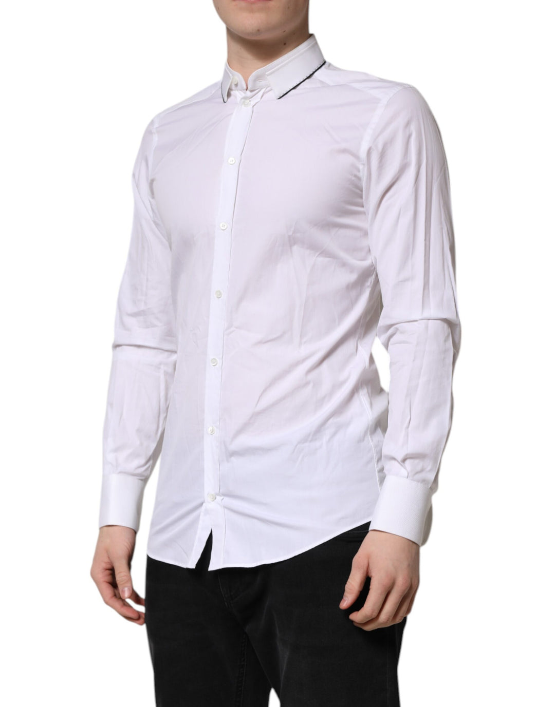 Dolce & Gabbana White Cotton GOLD Long Sleeves Formal Shirt by Dolce & Gabbana outlet now on sale