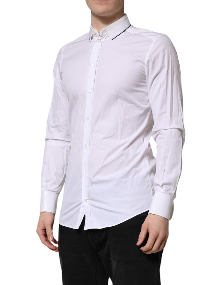 Dolce & Gabbana White Cotton GOLD Long Sleeves Formal Shirt by Dolce & Gabbana outlet now on sale