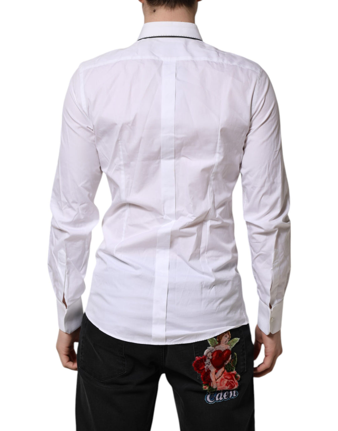 Dolce & Gabbana White Cotton GOLD Long Sleeves Formal Shirt by Dolce & Gabbana outlet now on sale