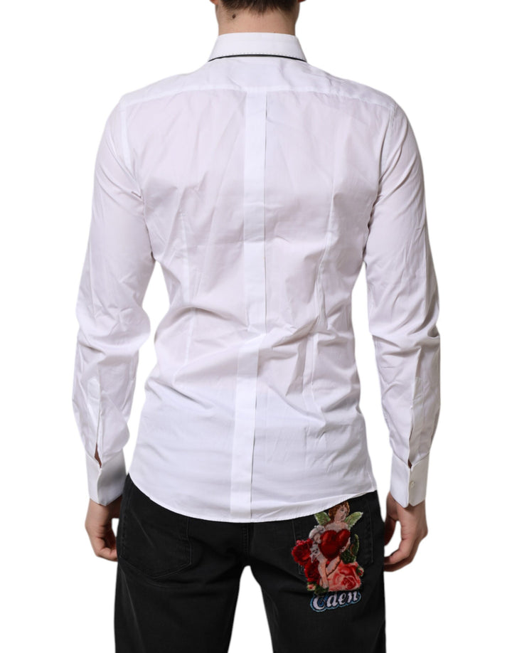 Dolce & Gabbana White Cotton GOLD Long Sleeves Formal Shirt by Dolce & Gabbana outlet now on sale