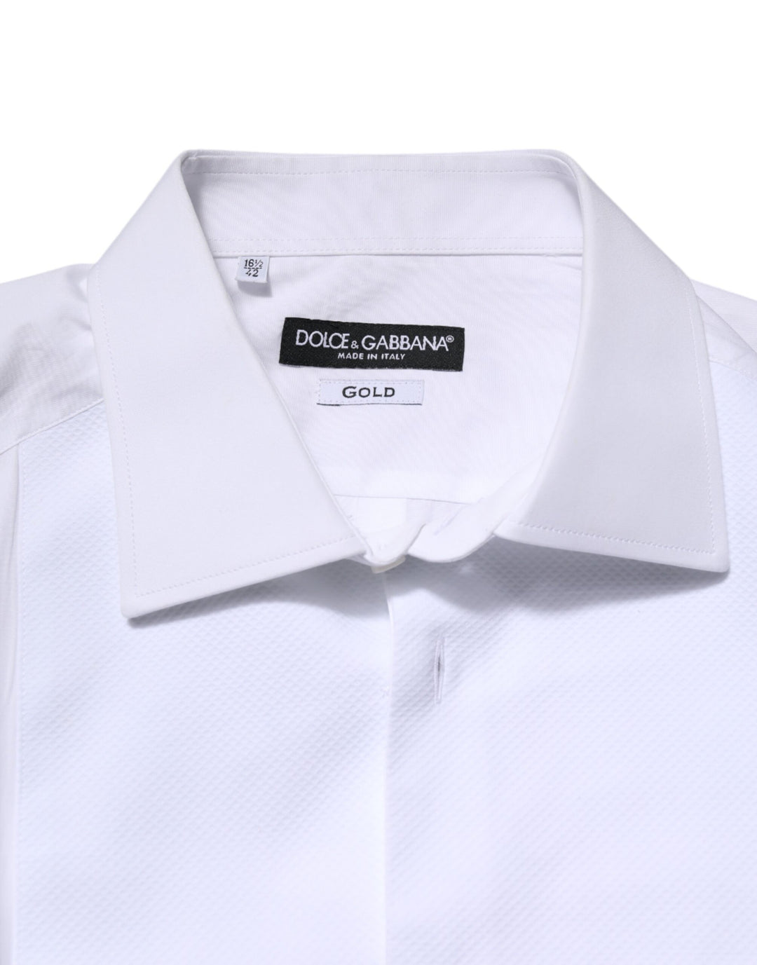 Dolce & Gabbana White Silk Bib Poplin GOLD Men Formal Shirt by Dolce & Gabbana outlet now on sale