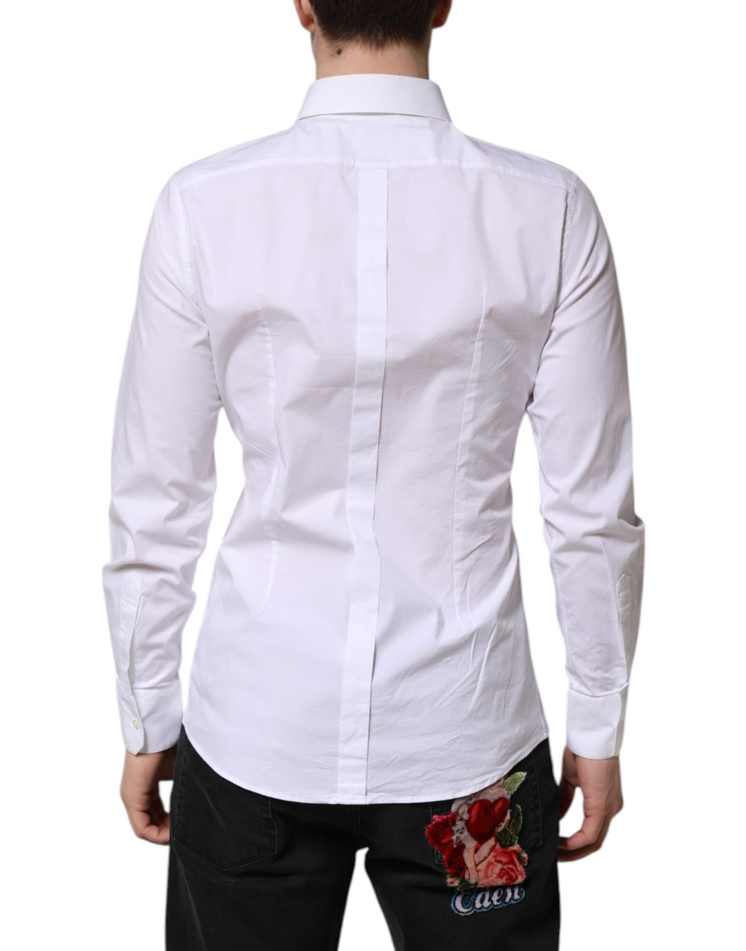 Dolce & Gabbana White GOLD Long Sleeve Dress Formal Shirt
