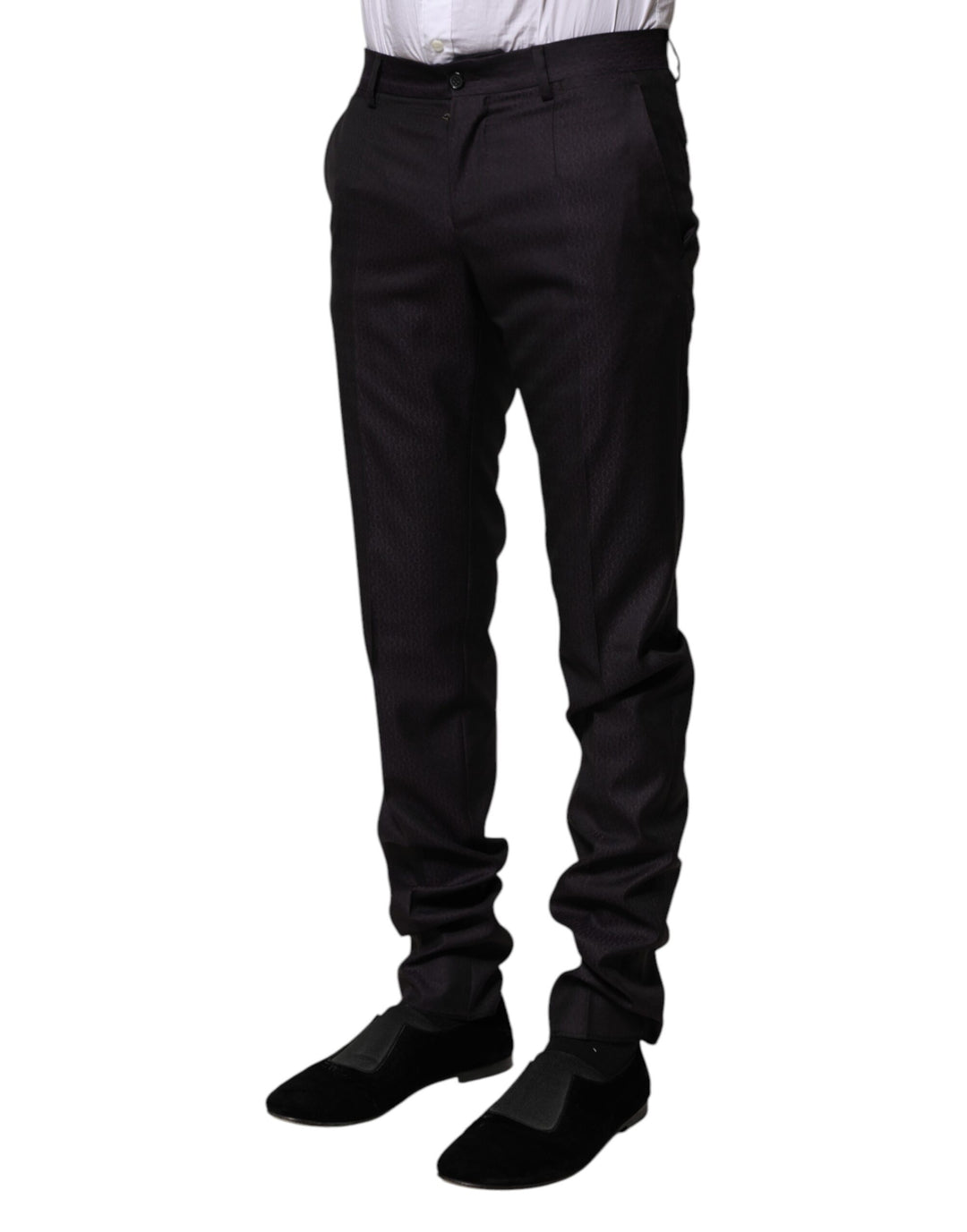 Dolce &amp; Gabbana Sample Sale Dolce &amp; Gabbana Black Wool Patterned Formal Pants - | Designer outlet