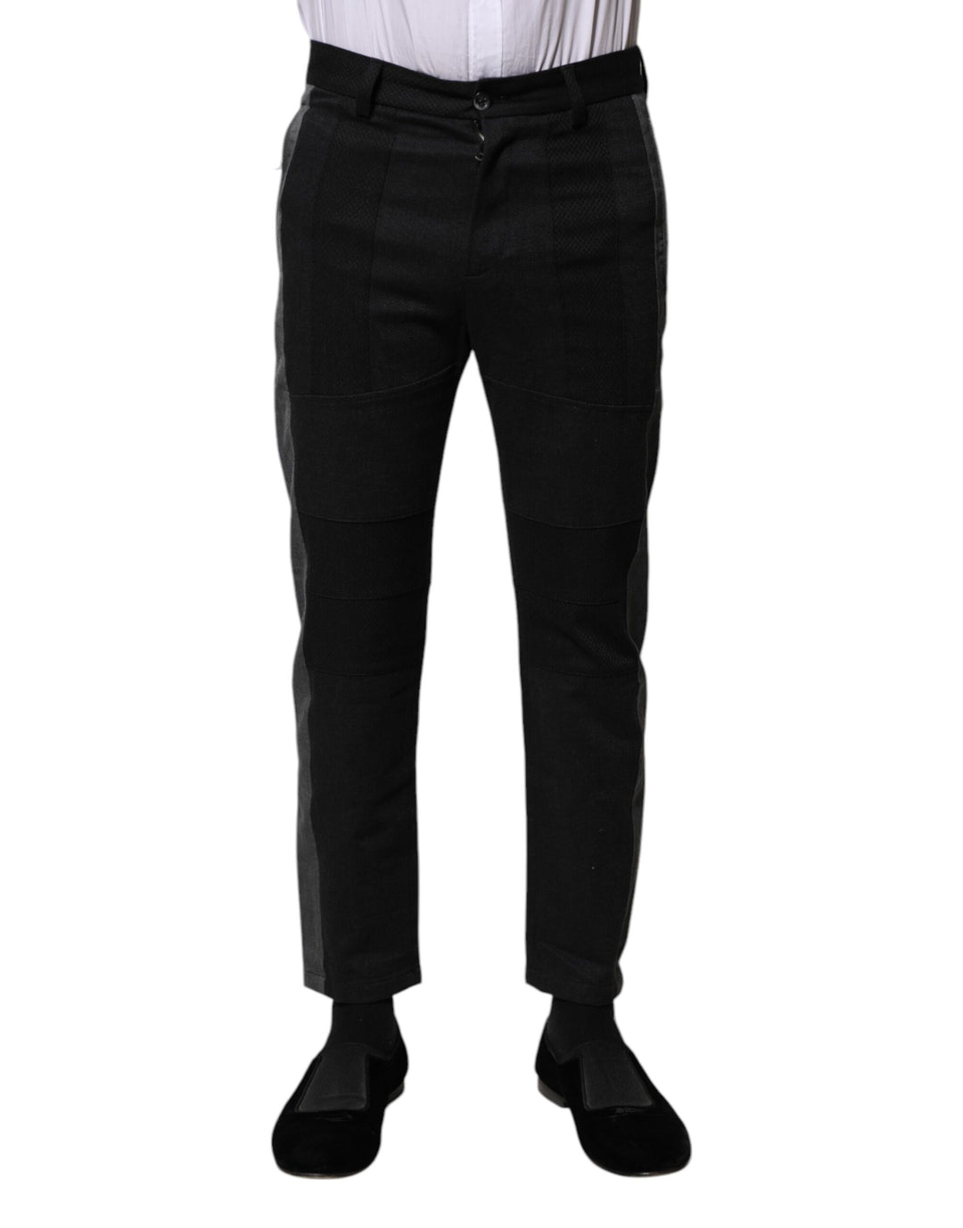 Dolce &amp; Gabbana Black Gray Fantasy Cotton Formal Slim Pants by Dolce &amp; Gabbana outlet now on sale