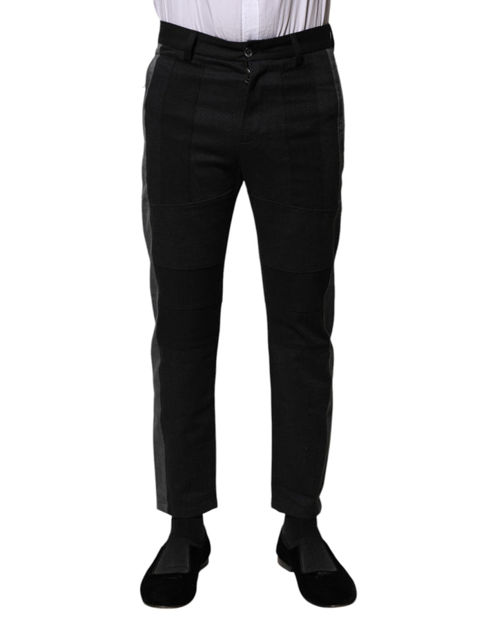 Dolce &amp; Gabbana Black Gray Fantasy Cotton Formal Slim Pants by Dolce &amp; Gabbana outlet now on sale