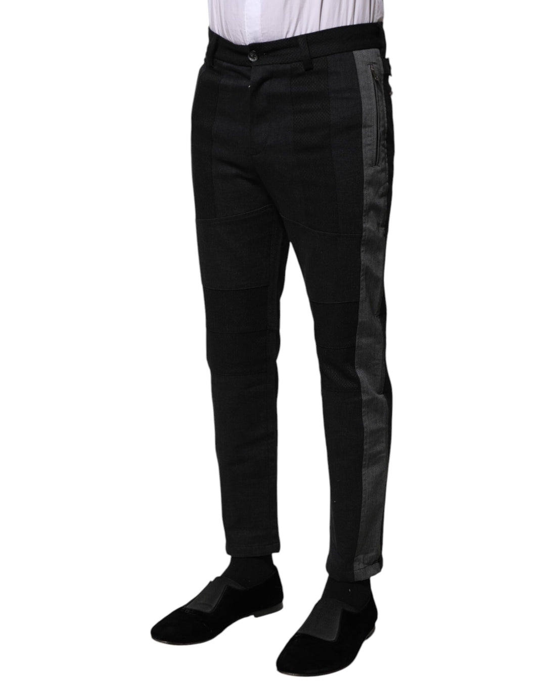 Dolce &amp; Gabbana Black Gray Fantasy Cotton Formal Slim Pants by Dolce &amp; Gabbana outlet now on sale