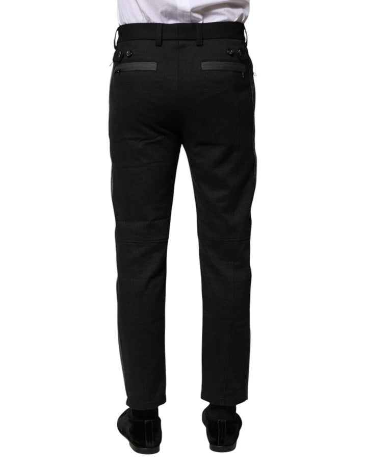 Dolce &amp; Gabbana Black Gray Fantasy Cotton Formal Slim Pants by Dolce &amp; Gabbana outlet now on sale