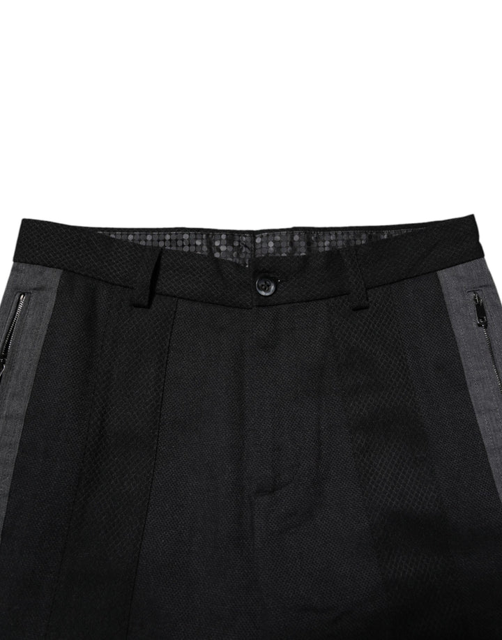 Dolce &amp; Gabbana Black Gray Fantasy Cotton Formal Slim Pants by Dolce &amp; Gabbana outlet now on sale