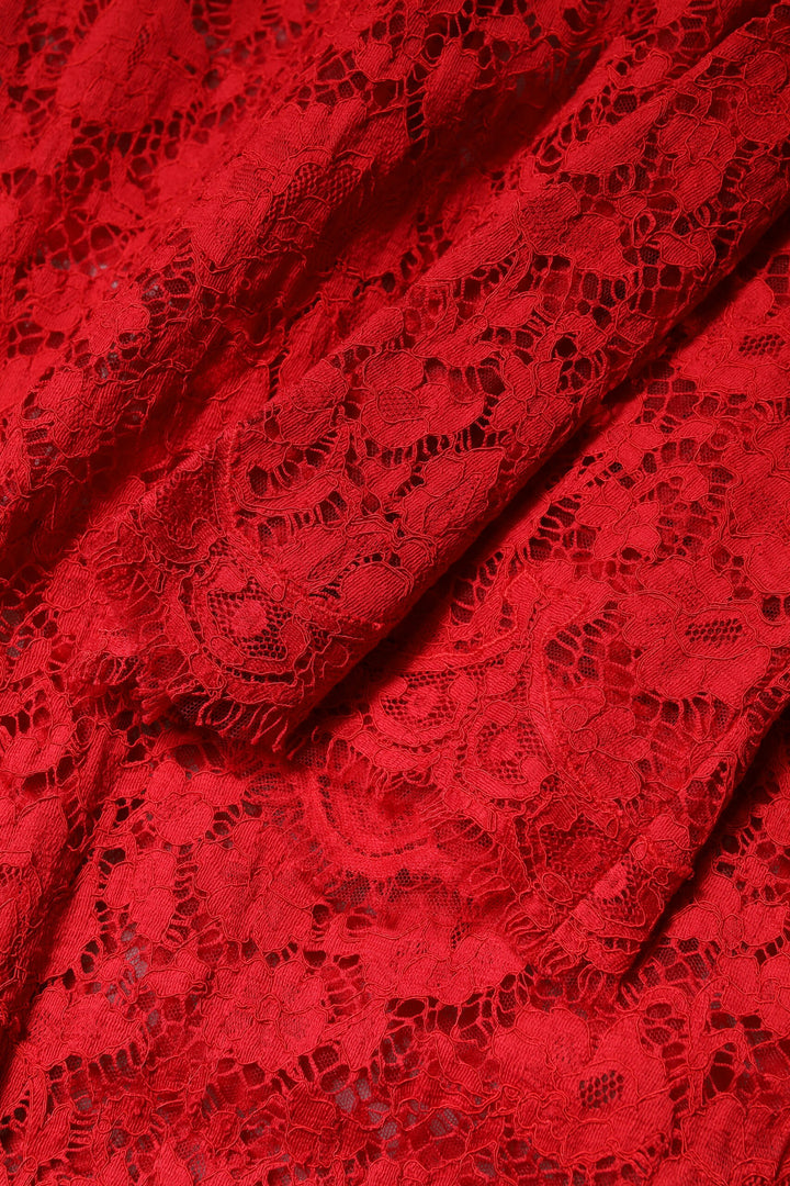 Dolce &amp; Gabbana Sample Sale Dolce &amp; Gabbana Red Floral Lace Rhinestone Embellished Dress - | Designer outlet