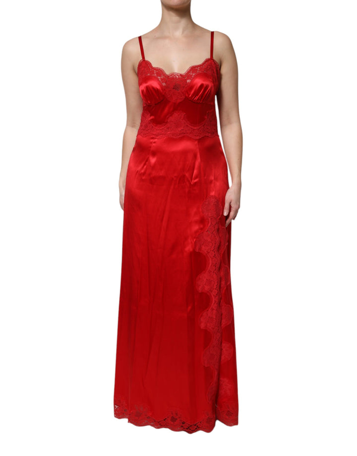 Dolce &amp; Gabbana Red Silk Sleeveless Maxi Long Dress by Dolce &amp; Gabbana outlet now on sale