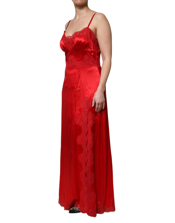 Dolce &amp; Gabbana Red Silk Sleeveless Maxi Long Dress by Dolce &amp; Gabbana outlet now on sale