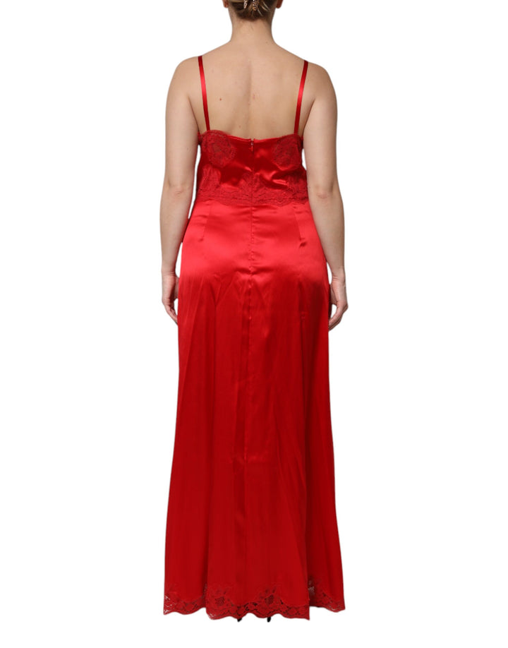 Dolce &amp; Gabbana Red Silk Sleeveless Maxi Long Dress by Dolce &amp; Gabbana outlet now on sale