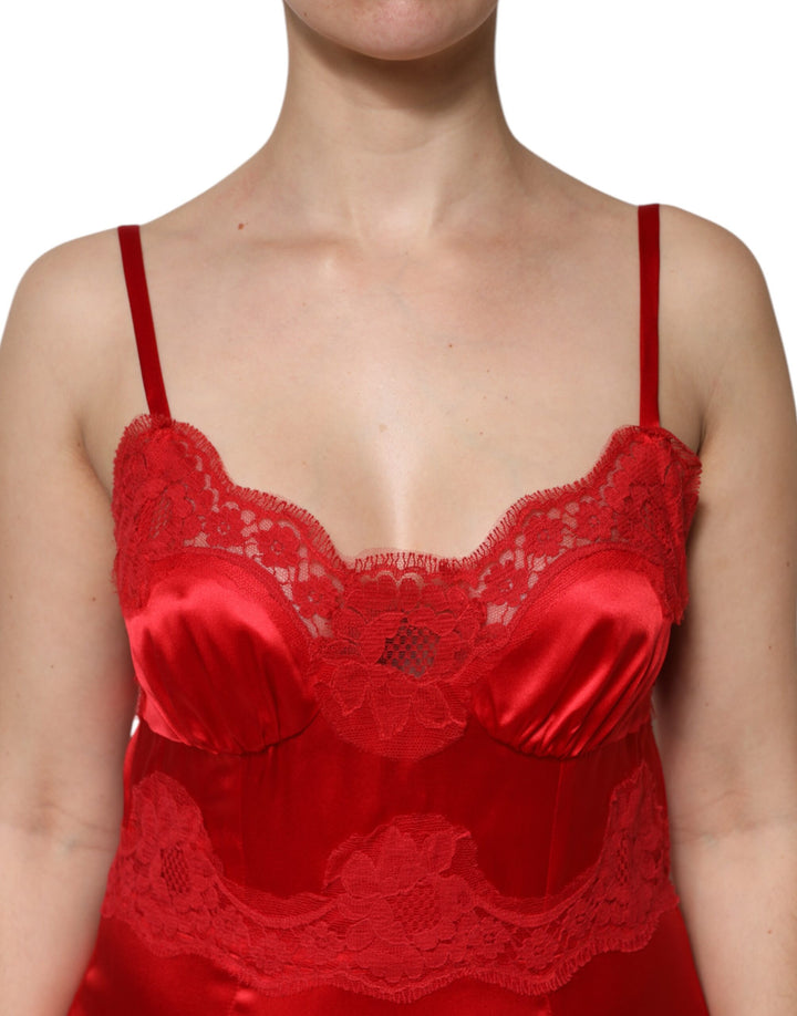 Dolce &amp; Gabbana Red Silk Sleeveless Maxi Long Dress by Dolce &amp; Gabbana outlet now on sale