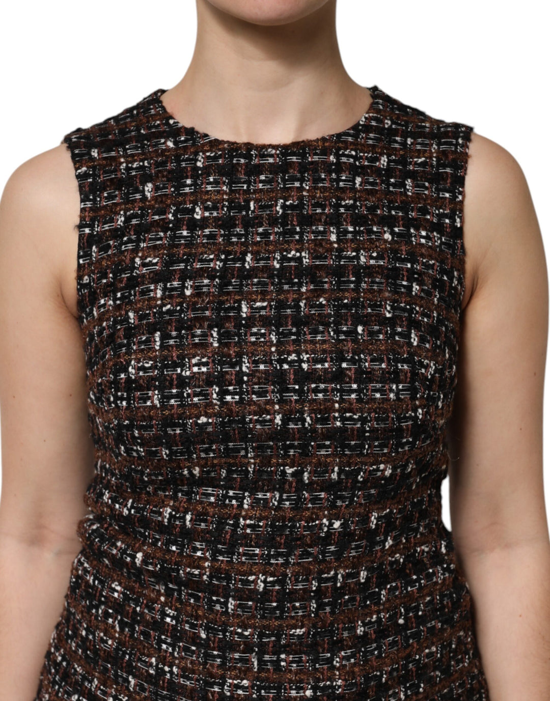 Dolce &amp; Gabbana Multicolor Sleeveless Mini Tweed A-line Dress by Dolce &amp; Gabbana outlet now on sale