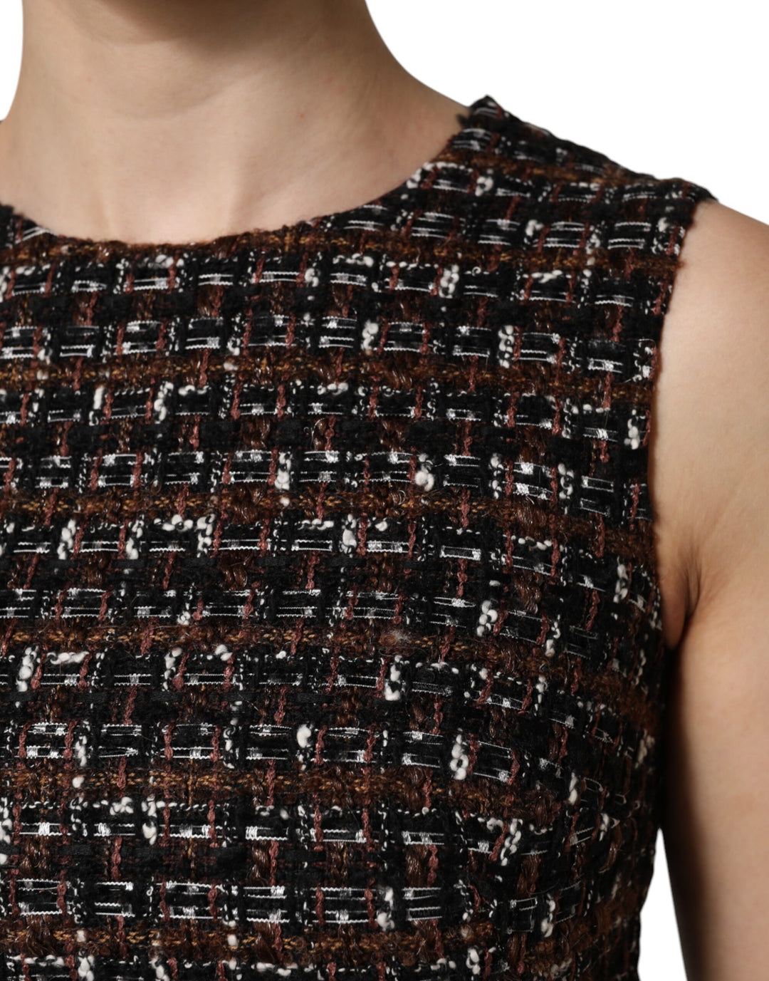 Dolce &amp; Gabbana Multicolor Sleeveless Mini Tweed A-line Dress by Dolce &amp; Gabbana outlet now on sale
