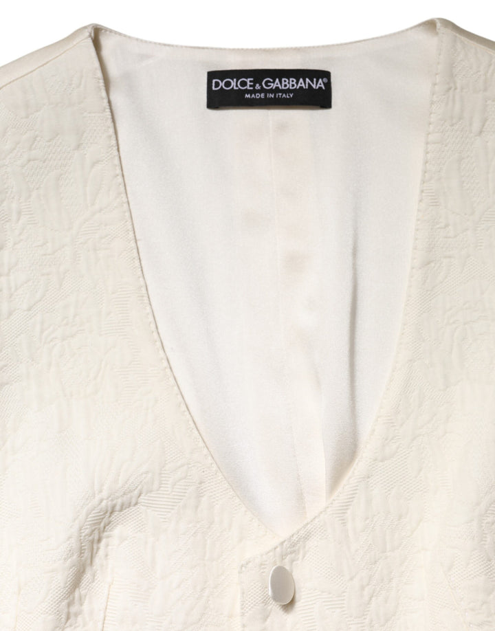 Dolce &amp; Gabbana Sample Sale Dolce &amp; Gabbana Ivory Cotton Button Down Sleeveless Vest Top - | Designer outlet