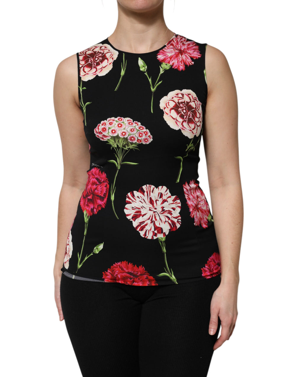 Dolce & Gabbana Sample Sale Dolce & Gabbana Black Floral Print Sleeveless Tank Blouse Top - | Designer outlet