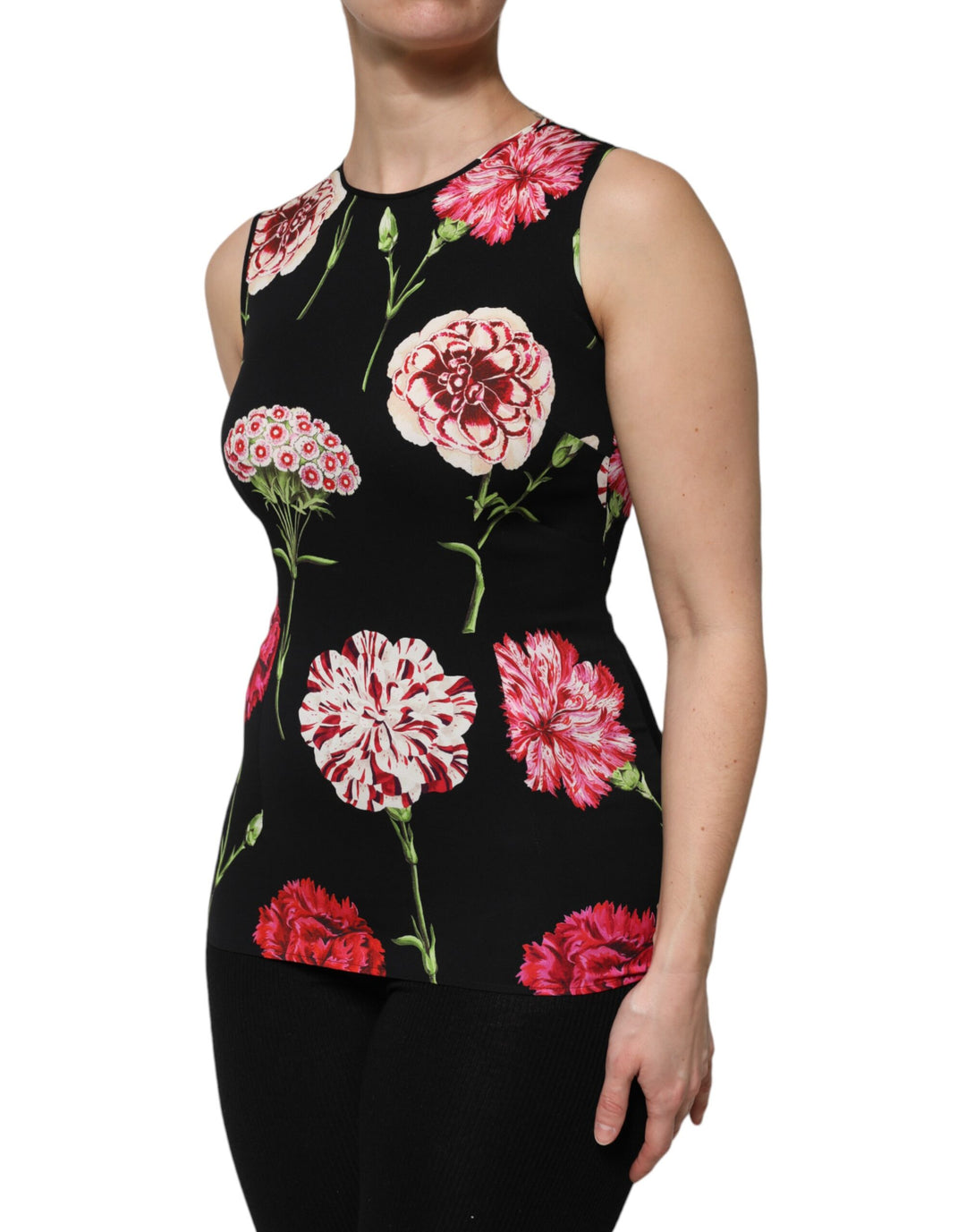 Dolce &amp; Gabbana Sample Sale Dolce &amp; Gabbana Black Floral Print Sleeveless Tank Blouse Top - | Designer outlet