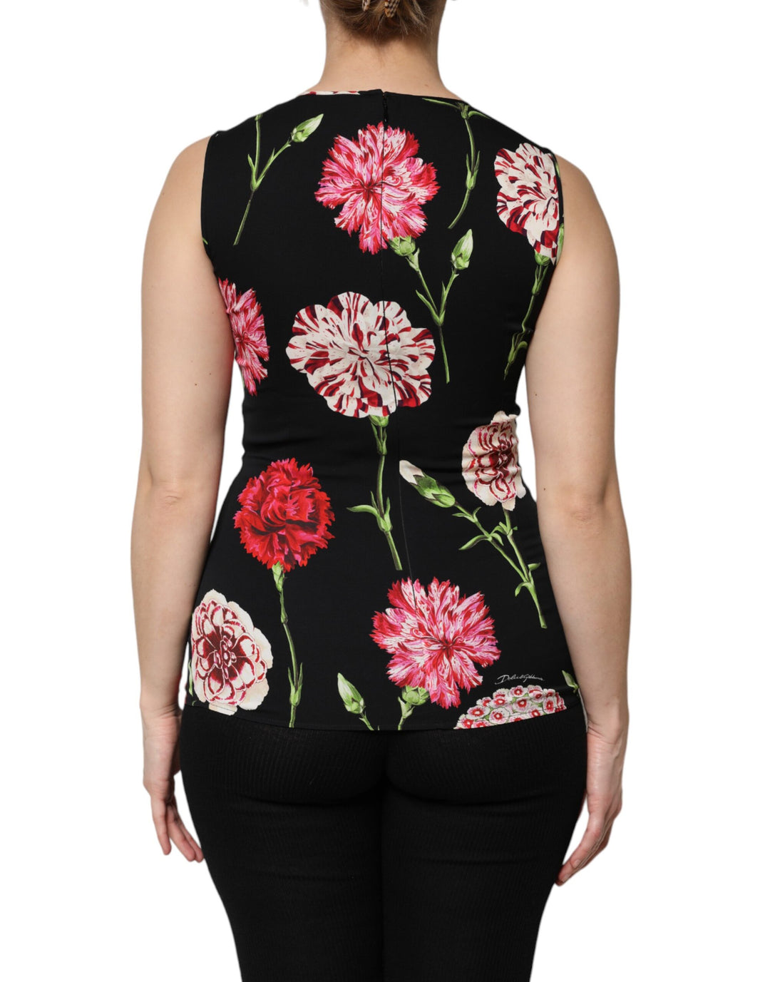 Dolce &amp; Gabbana Sample Sale Dolce &amp; Gabbana Black Floral Print Sleeveless Tank Blouse Top - | Designer outlet