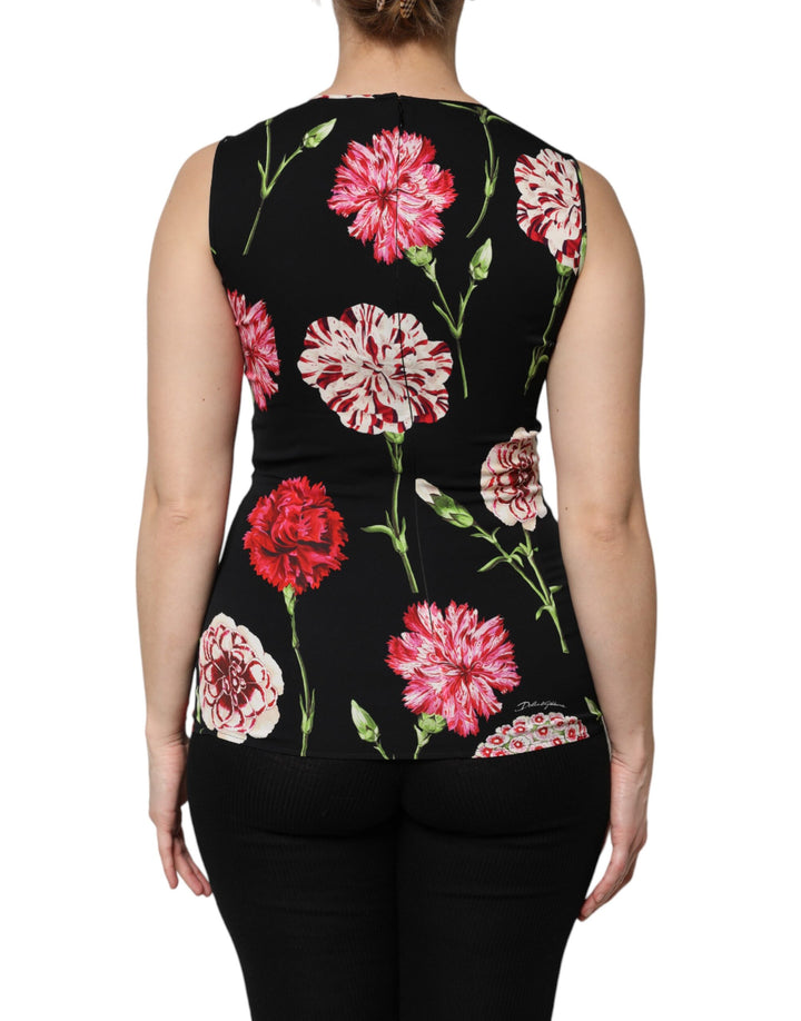 Dolce &amp; Gabbana Sample Sale Dolce &amp; Gabbana Black Floral Print Sleeveless Tank Blouse Top - | Designer outlet